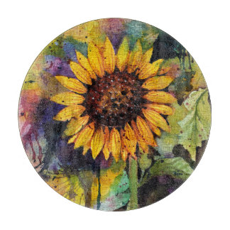 Tabla De Cortar Hermosos girasoles en acuarela