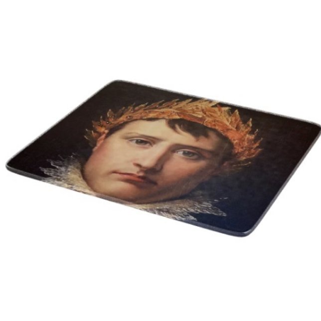 Tabla De Cortar Héroe coronado con laurel de Napoleón  (Napoleon’s Portrait  Design glass cutting board hand-pressed tempered glass five different sizes.)