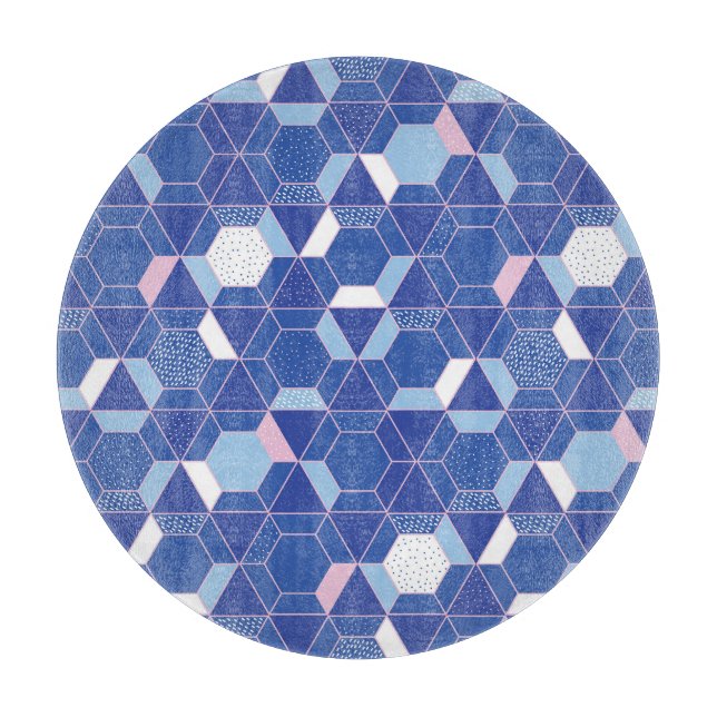 Tabla De Cortar Hexagones, triángulos: patrón abstracto geométrico (Anverso)