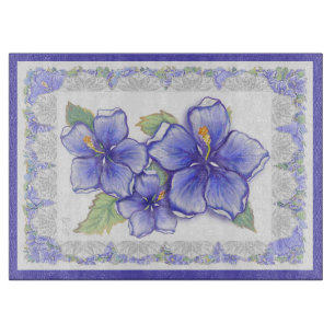 Tabla De Cortar Hibiscus & lace BLUE