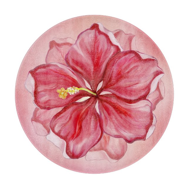 Tabla De Cortar Hibiscus & lace RED (Anverso)