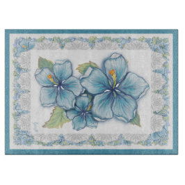 Tabla De Cortar Hibiscus & lace TURQUOISE