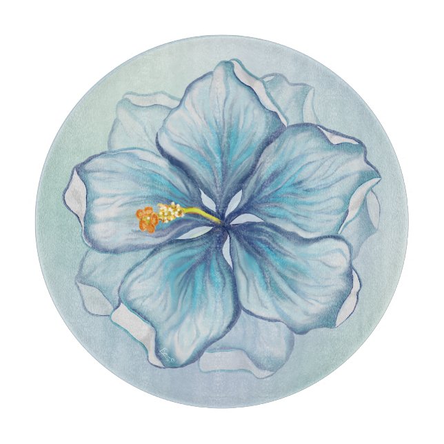 Tabla De Cortar Hibiscus & lace TURQUOISE (Anverso)