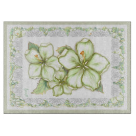 Tabla De Cortar Hibiscus & lace WHITE