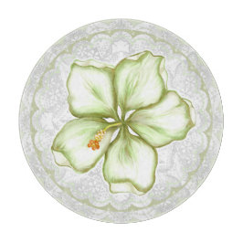 Tabla De Cortar Hibiscus & lace WHITE