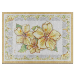 Tabla De Cortar Hibiscus & lace YELLOW