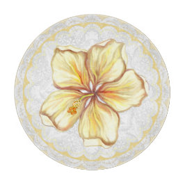Tabla De Cortar Hibiscus & lace YELLOW