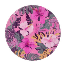 Tabla De Cortar Hibiscus Tropical Rosa - Diseño floral Leafy