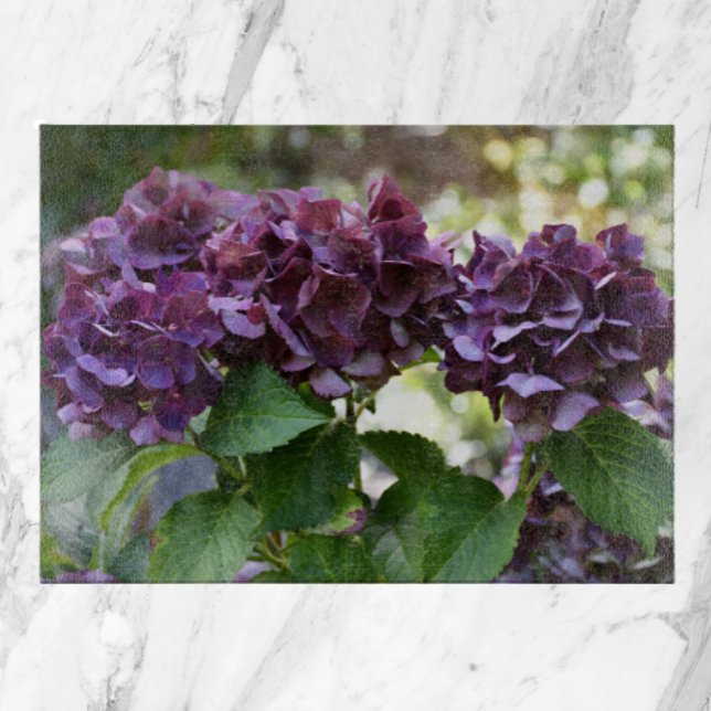 Tabla De Cortar Hidrangea Violeta Roja Blooms Floral (In Situ)