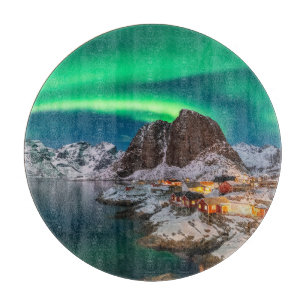 Tabla De Cortar Hielo y nieve Luces boreales, Noruega
