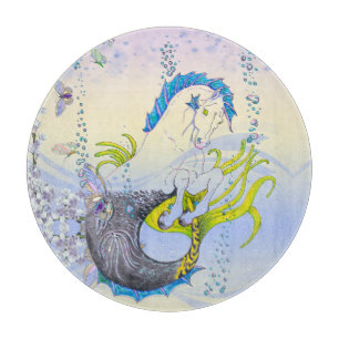 Tabla De Cortar Hippocampus (cráneo) con azul/púrpura/beige