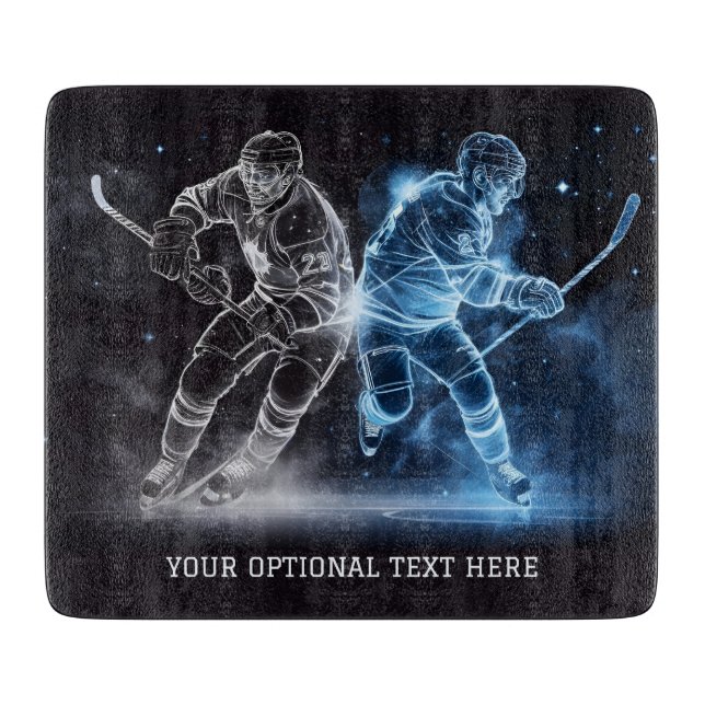 Tabla De Cortar Hockey sobre hielo personalizado Text (Anverso)