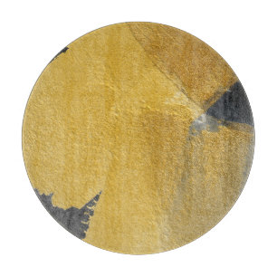 Tabla De Cortar Hoja de oro, diseño negro abstracto