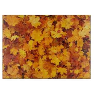 Tabla De Cortar Hoja de Otoño Dorada