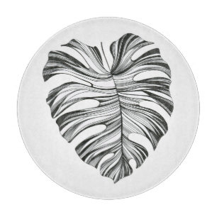 Tabla De Cortar Hoja Monstera: Elemento Natural Tropical.