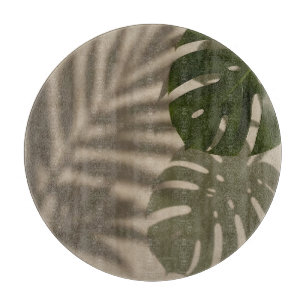 Tabla De Cortar Hoja Tropical Minimalista de Monstera Verde Sombra
