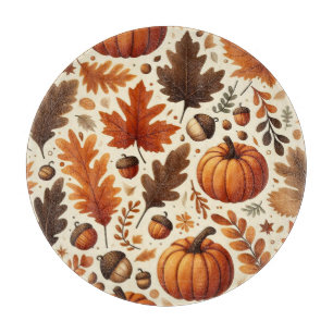 Tabla De Cortar hojas/calabazas/bellotas clásicas Otoño