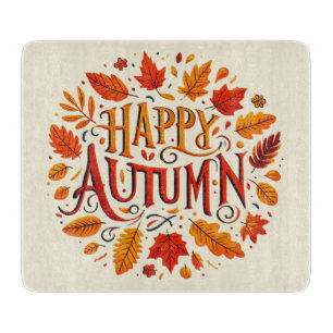 Tabla De Cortar hojas clásicas y otoño feliz
