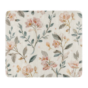 Tabla De Cortar Hojas de acuarela botánica floral pintadas de beig