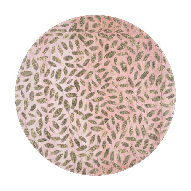 Tabla De Cortar Hojas de oro sucias en madera rosa (Anverso)