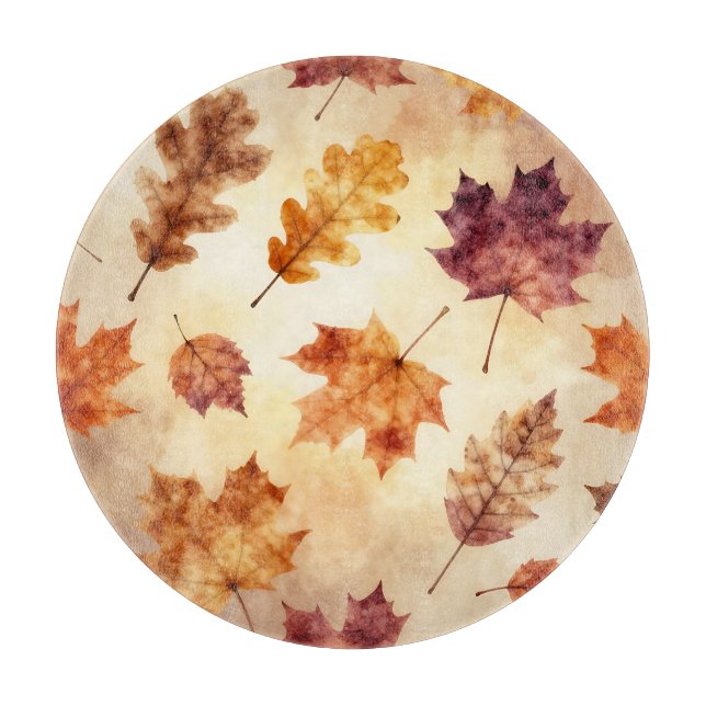 Tabla De Cortar Hojas de otoño acuarela patrón de otoño (Anverso)
