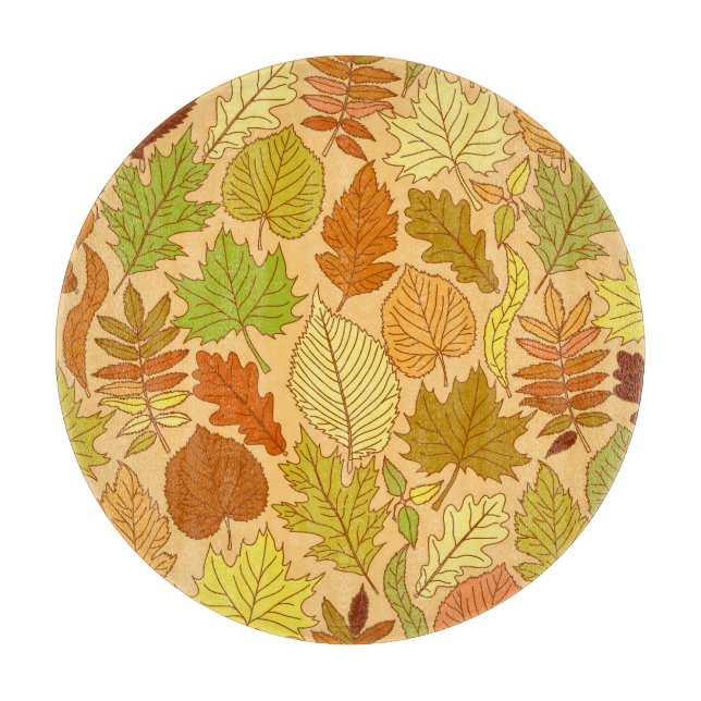 Tabla De Cortar Hojas de otoño: impresión de tela sin costura (Anverso)
