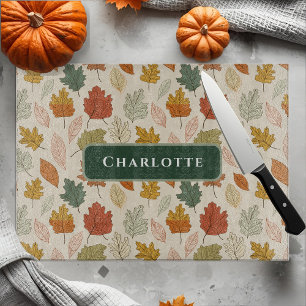 Tabla De Cortar Hojas de otoño personalizadas - Nombre personaliza