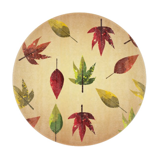 Tabla De Cortar Hojas de otoño pictóricas (Anverso)