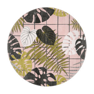 Tabla De Cortar hojas de palma tropical, verano elegante.