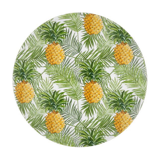 Tabla De Cortar Hojas de palma y piñas tropicales (Anverso)