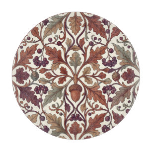 Tabla De Cortar Hojas de roble bellotas bayas estilo William Morri