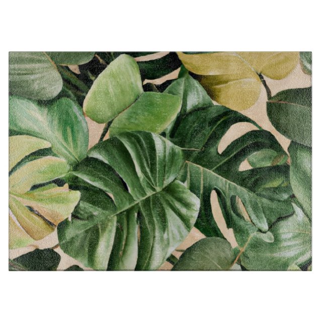 Tabla De Cortar Hojas florales/hawaianas/tropicales (Anverso)