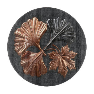 Tabla De Cortar Hojas metálicas de arce y ginkgo negro cobre