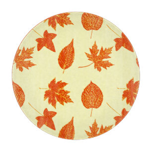 Tabla De Cortar Hojas otoñales - amarillo pálido y naranja