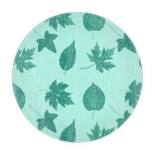 Tabla De Cortar Hojas otoñales - turquesa y aqua