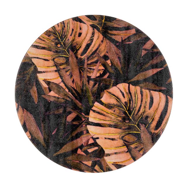 Tabla De Cortar Hojas tropicales acuarela, bañador sin soldadura (Anverso)