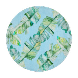 Tabla De Cortar Hojas tropicales acuarelas, ilustracion sin costur