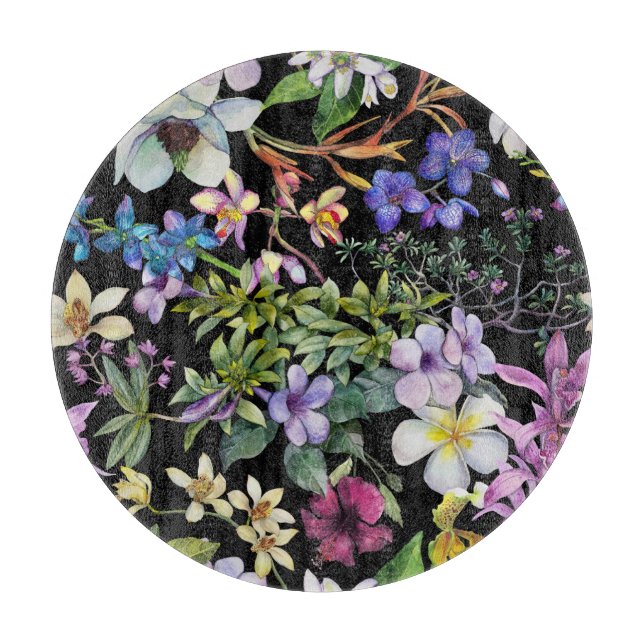 Tabla De Cortar Hojas tropicales acuáticas: patrón sin foco (Anverso)