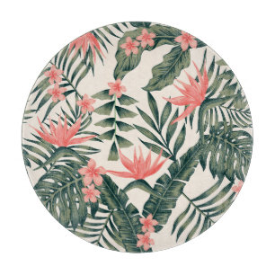 Tabla De Cortar Hojas tropicales, alegres tapices de playa.
