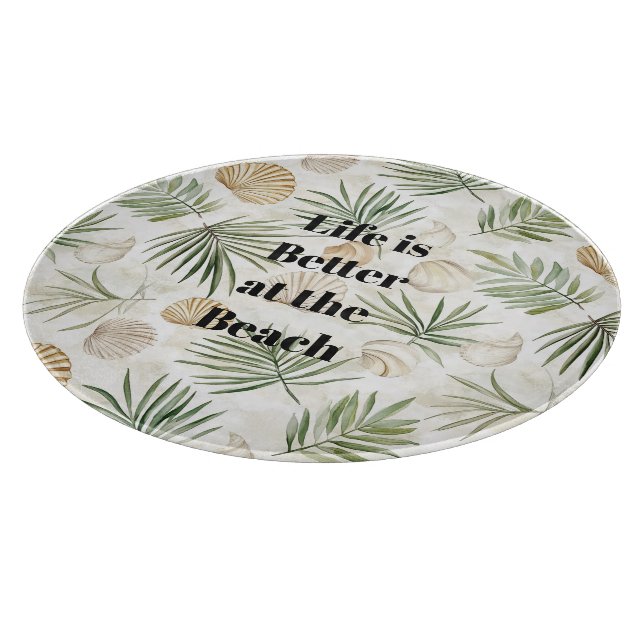 Tabla De Cortar Hojas Tropicales Conchas de Playa (Borde)