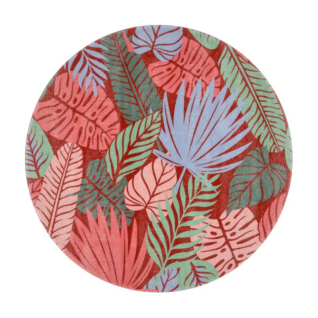 Tabla De Cortar Hojas tropicales de Doodle: Oscuras manos dibujada (Anverso)