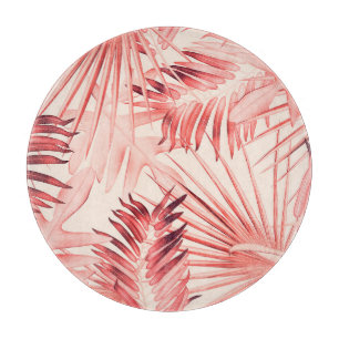 Tabla De Cortar Hojas tropicales de palmeras, patrón hawaiano eleg