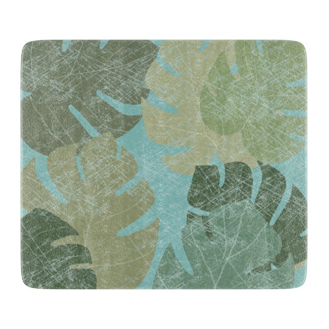 Tabla De Cortar Hojas Tropicales Faded (Anverso)