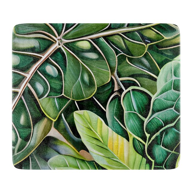 Tabla De Cortar Hojas Verdes Tropicales (Anverso)