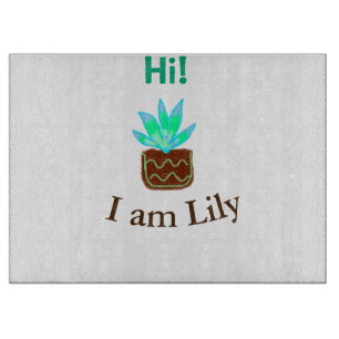 Tabla De Cortar Hola soy Lily cactus succulum añadir nombre acuare