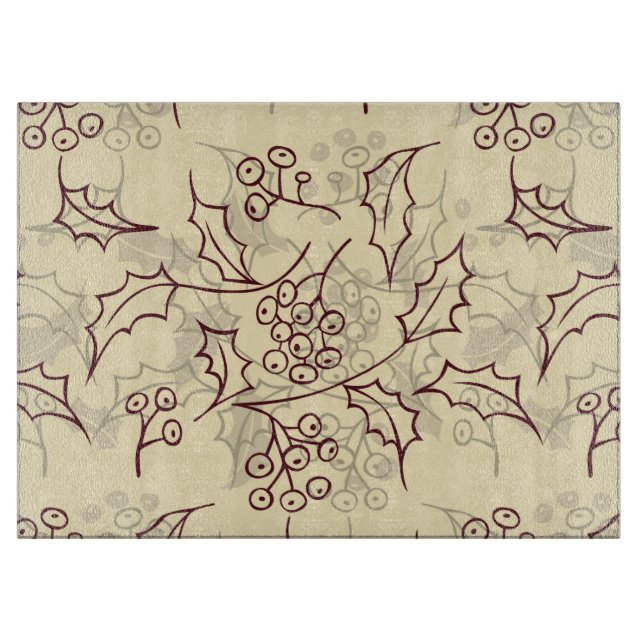 Tabla De Cortar Holly berries diseño sin fisuras (Anverso)