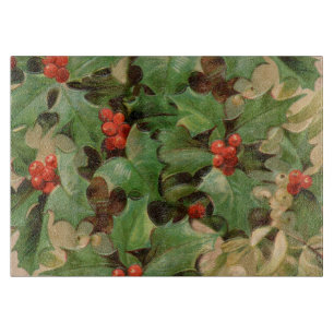 Tabla De Cortar Holly Tree Navidades Holiday Vintage