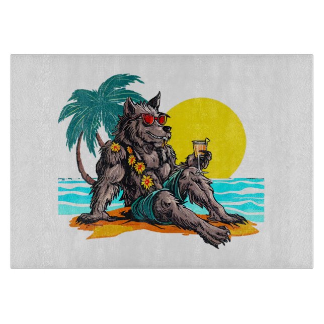 Tabla De Cortar hombre lobo de vacaciones (Anverso)