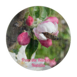 Tabla De Cortar Honeybee & Apple Blossom Glass Cutting Board