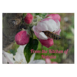 Tabla De Cortar Honeybee & Apple Blossom Glass Cutting Board